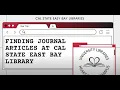 Finding Journal Articles with Databases
