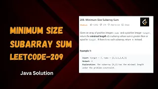 Minimum Size Subarray Sum leetcode-209 Sliding window approach
