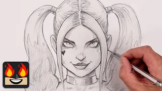 how to draw harley quinn sketch tutorial