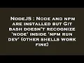 NodeJS Node and npm are installed but Git bash doesn t recognize node inside npm run dev othe