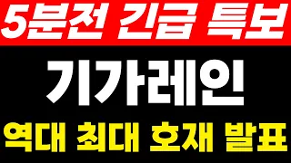 기가레인주가 5분전 긴급 특보 발표 ! 역대 최대 호재 발표 준비하세요! #기가레인 #기가레인주가 #기가레인목표가