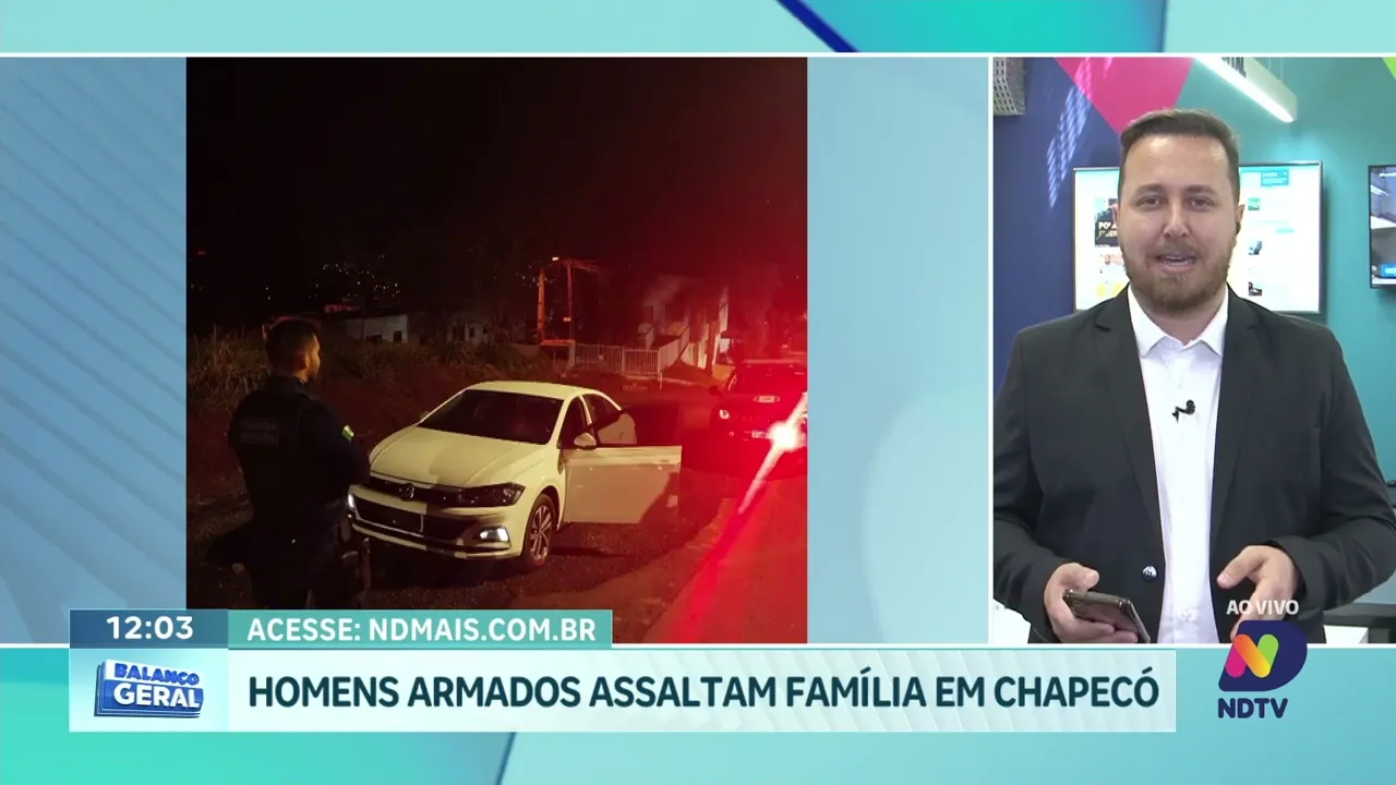 Assalto em Chapecó: Dois Homens Armados Roubam Família e Fogem