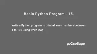 EP 15 Language Python Basic Program I go2collage