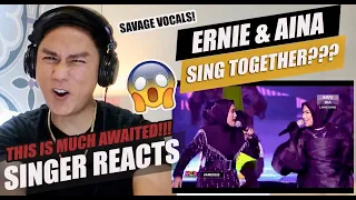 Download ERNIE ZAKRI \u0026 AINA ABDUL SING EACH OTHER'S SONG [AME2020] | SINGER REACTION MP3