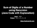 Find Sum of Digits of a Number using Recursion in Java
