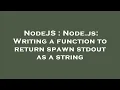 NodeJS Node js Writing a function to return spawn stdout as a string
