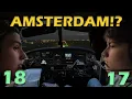 17 \u0026 18-Year-Old Rookie Pilots Fly Windy Night Flight At Amsterdam Airport...