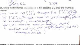 Lecture 18 Transpose of An Matrix Using 2-D Arrays in java