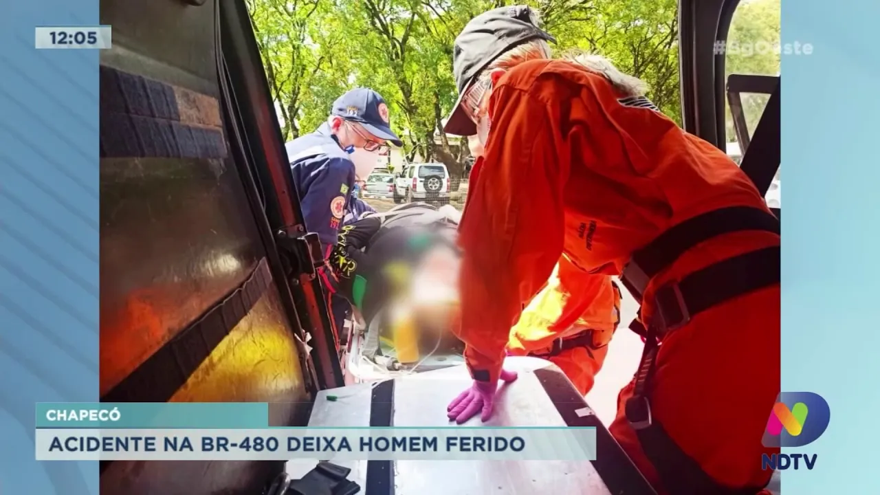 Acidente na BR-480 deixa homem ferido em Chapecó