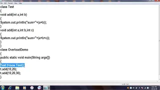 Method Overloading program in java in Telugu JAVA in Telugu Lecture-8
