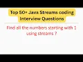 Top 50 Java Streams Coding Questions - Find all the numbers starting with one using streams