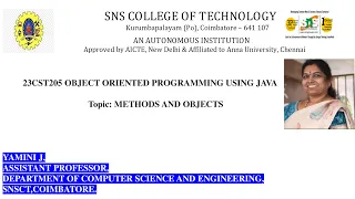 Case Study Based Learning Methods and Objects OOPS Using JAVA SNS Institutions
