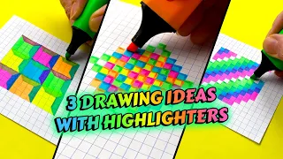 3 drawing ideas with highlighters 🌈✍️