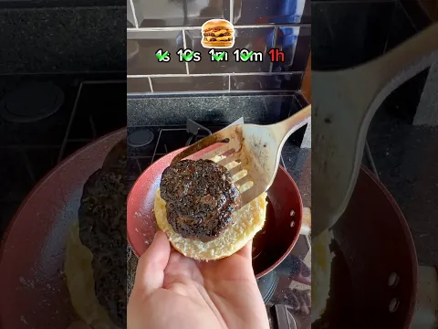 1 segundo vs 1 hora friendo una hamburguesa 🍔🔥