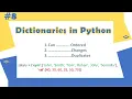 Python Tutorial - 8 Dictionaries in Python Python for Beginners Learnerea