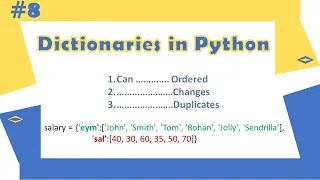 Python Tutorial - 8 Dictionaries in Python Python for Beginners Learnerea