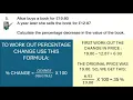 L2 6 Calculate percentage change any size increase and decrease and original value after change