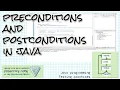 Writing preconditions and postconditions for defensive code and testing in Java