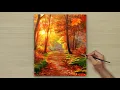 How to Draw a Beautiful Autumn Scenary Acrylic Painting for Beginners STEP BY STEP