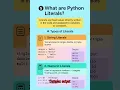 Most Asked Python Interview Question What Are Literals in Python Their Types Python Tips