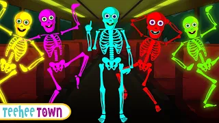 ep1 wheels on the bus with five skeletons spooky scary skeletons songs by teehee town