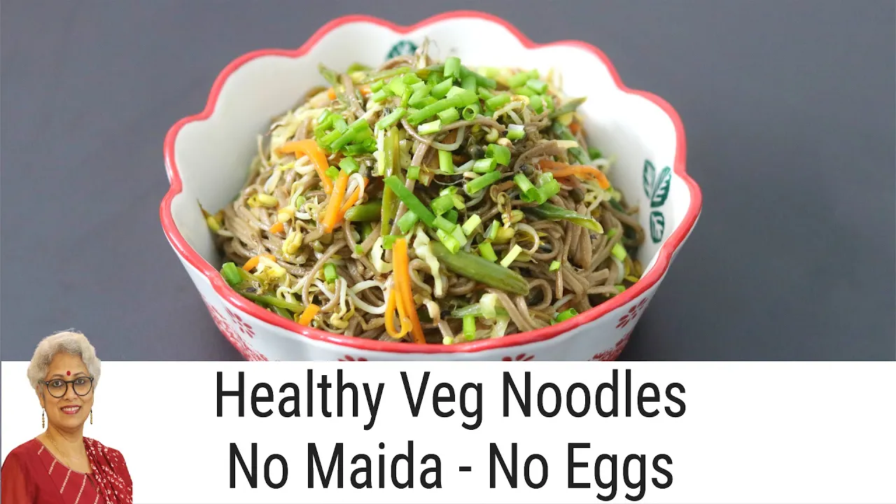 Veg Noodles Recipe - No Maida - No Eggs - Healthy Buckwheat Noodles With Sprouts - Soba Noodles