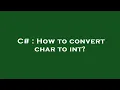 C How to convert char to int