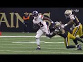Javonte Williams brushes off tackler for 20-yard pickup