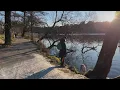 Winter gardens and shoreline of Södermalm, Stockholm. Relaxing walk with a dust of snow. 