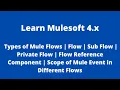 Types of Mule Flows Flow Sub Flow Private Flow Scope of Mule Event in Flows Flow Reference