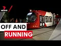 Trams on a new 12 kilometre stretch of light rail in Parramatta now running 7NEWS