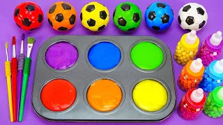 Satisfying Video l How to make Glossy Lolipops in to Soccer Balls AND Rainbow Painted Cutting ASMR