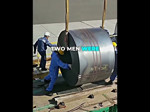 A steel coil breaks loose from a truck 🎬