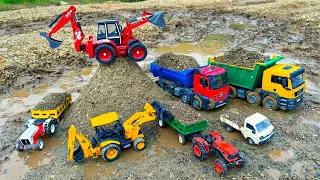 jcb 5cx fully loading mix stone sand dumper truck swaraj tractor tipper pickup jcb ki khudai video