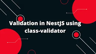 NestJS Tutorial Validation in NestJS using class-validator