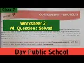 Dav Class 7 Maths Chapter 9 Worksheet 2 Congruent Triangles madhubanclasses