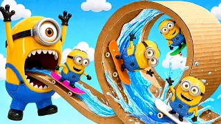 Water Slide For Minions! 🍌 Build A Water Park From Cardboard With Us!