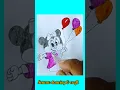 Mickey mouse with balloon drawing