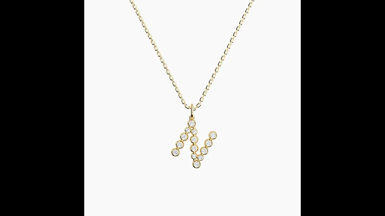 Letter N Initial Necklace Bubble Pendant