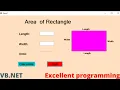 How to program Area of Rectangle in visual basic or vb net