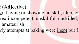 Inept Meaning synonym usage