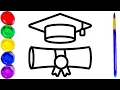 How to Draw Graduation Hat Graduation Drawing and Coloring for Kids Toddlers
