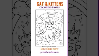 Cat And Kittens Coloring Pages Free Printable PDFs