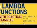 Lambda functions with practical examples and notes in python map filter sorted Python