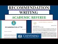 Recommendation Letter - Academic Reference Letter Writing for Chevening Other Scholarship Programs
