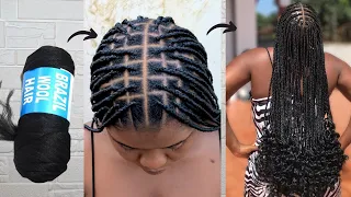 Download Oh Mine😍 Brazilian wool made knotless braids wow 🤩 How to make Knotless braids with Brazilian Wool MP3