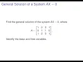 Linear Algebra - General Solution of a System AX 0