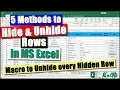 Hide Unhide Rows in Excel Macro to Unhide Rows