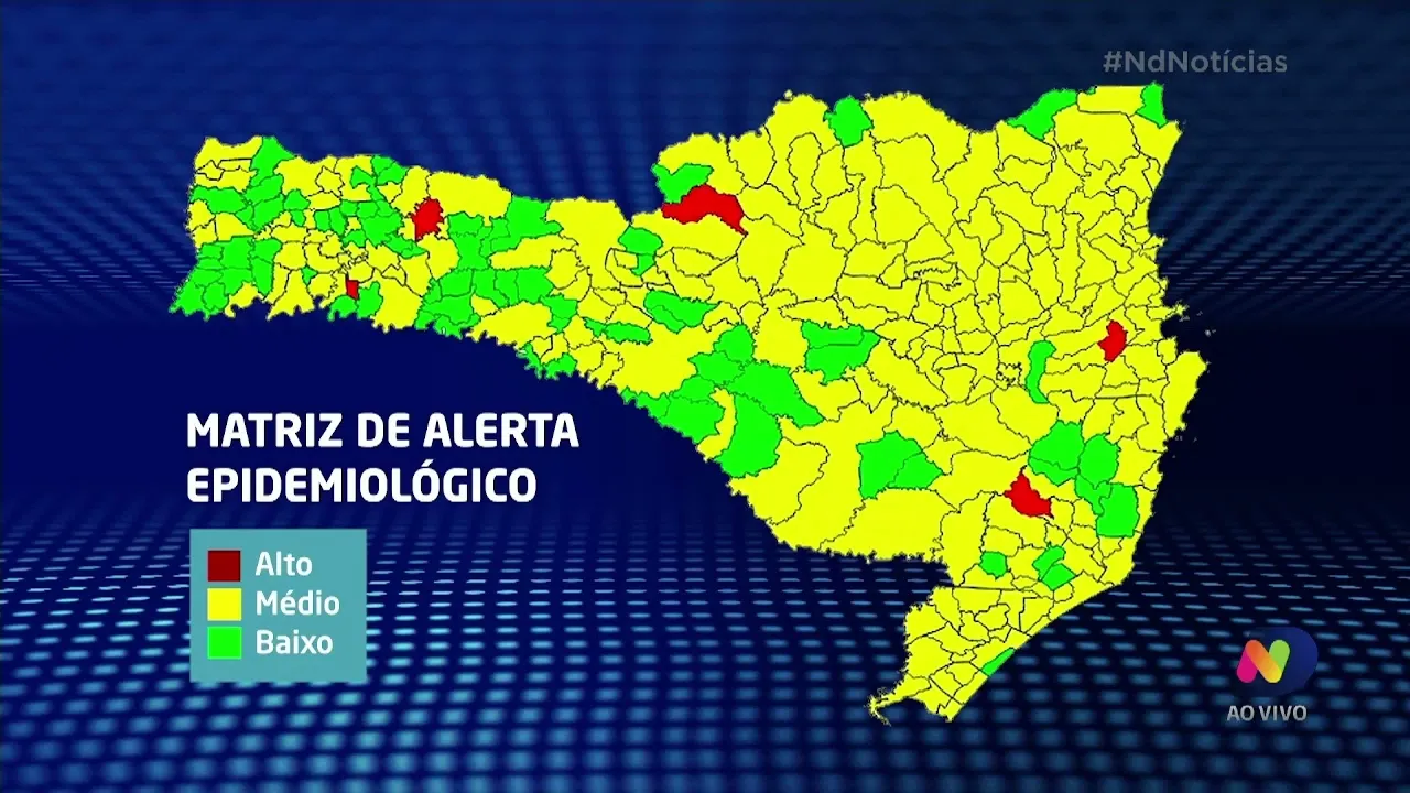 Cinco cidades de Santa Catarina apresentam alto risco para a Covid-19