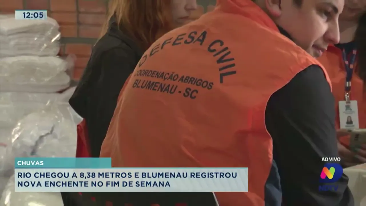 Rio chega a 8,38 metros e Blumenau registrou nova enchente no fim de semana